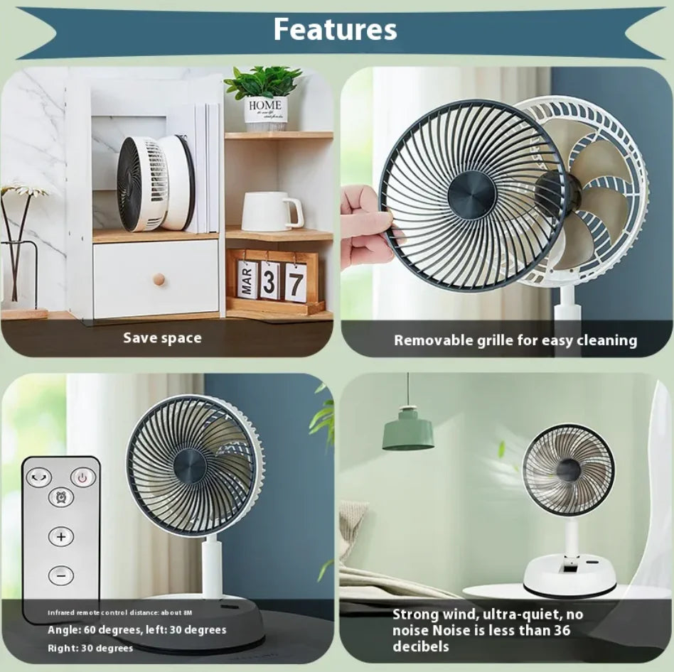 Folding Remote Control USB Silent Fan